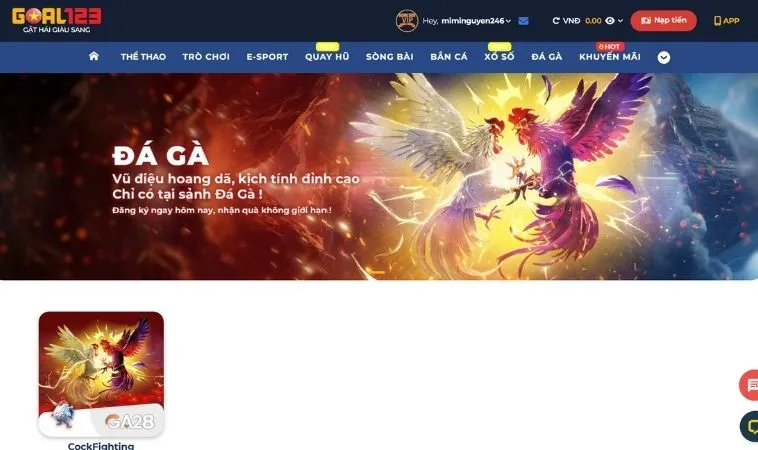 Đá Gà Goal123 Thách Thức Đỉnh Cao Với Trận Đấu Hấp Dẫn Kịch Tính 1 Sảnh Đá Gà Goal123 thiết kế giao diện đẹp, chuyên nghiệp